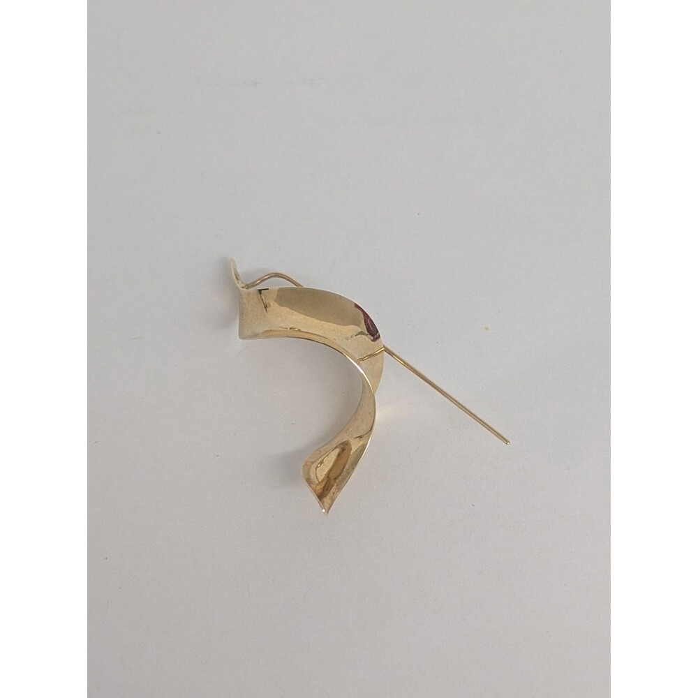 Signed Timothy Grannis 14K Gold Modernist Ribbon Twist Earrings MCM Sculptural - Picture 3 of 8